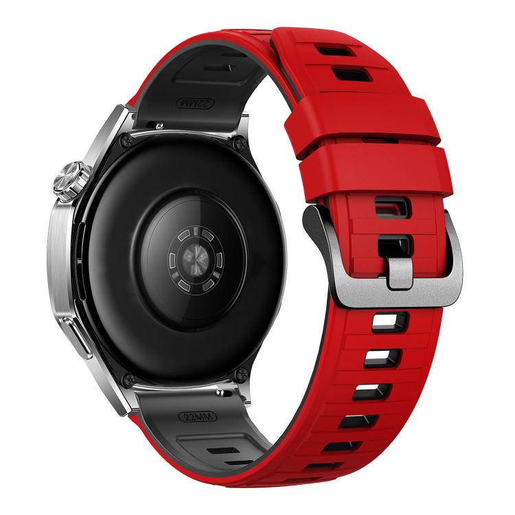 22mm Black Pin Buckle Striped Two Color Silicone Watch Band