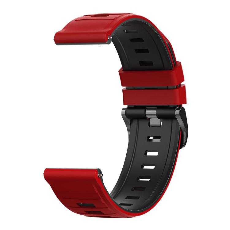 22mm Black Pin Buckle Striped Two Color Silicone Watch Band