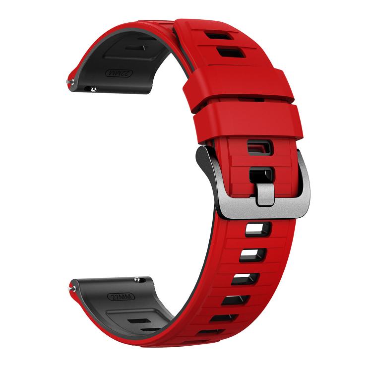 22mm Black Pin Buckle Striped Two Color Silicone Watch Band