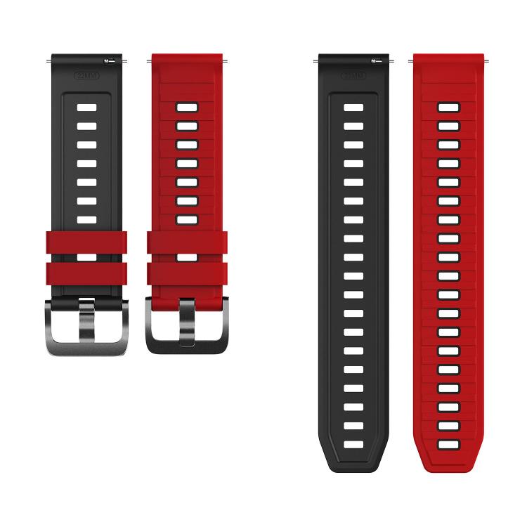 22mm Black Pin Buckle Striped Two Color Silicone Watch Band