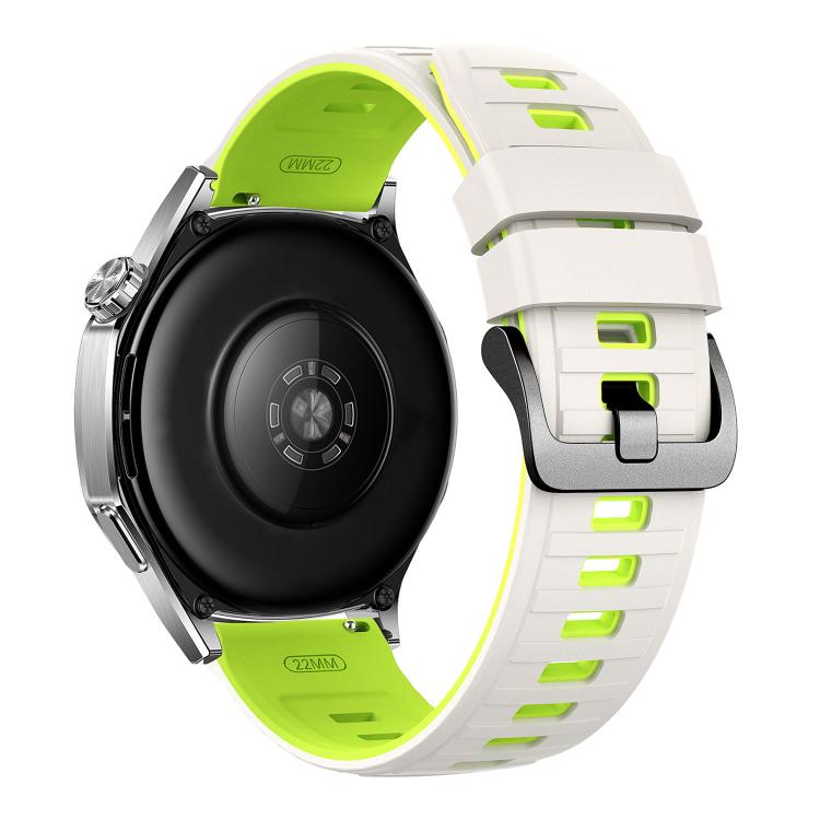 22mm Black Pin Buckle Striped Two Color Silicone Watch Band