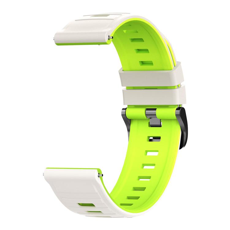 22mm Black Pin Buckle Striped Two Color Silicone Watch Band