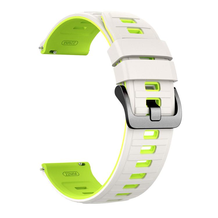 22mm Black Pin Buckle Striped Two Color Silicone Watch Band