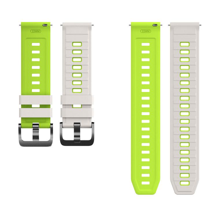 22mm Black Pin Buckle Striped Two Color Silicone Watch Band