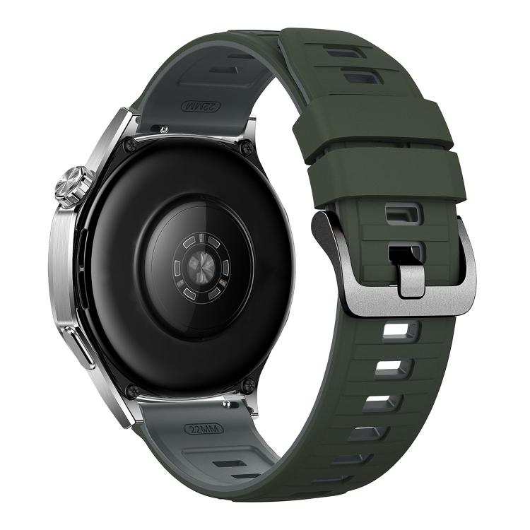 22mm Black Pin Buckle Striped Two Color Silicone Watch Band