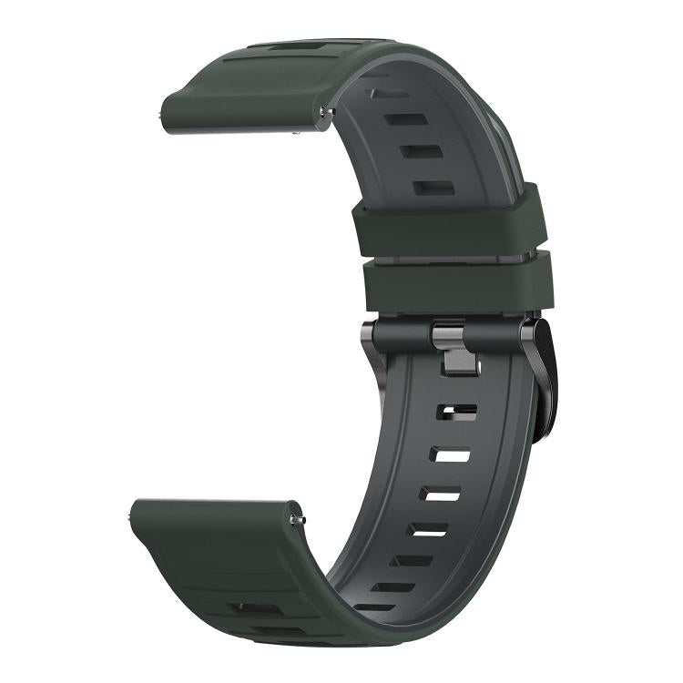 22mm Black Pin Buckle Striped Two Color Silicone Watch Band