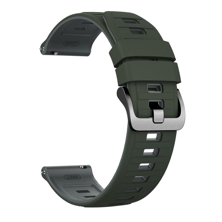 22mm Black Pin Buckle Striped Two Color Silicone Watch Band