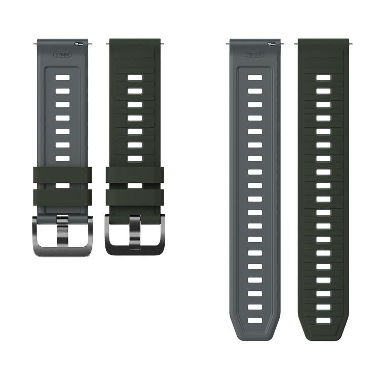 22mm Black Pin Buckle Striped Two Color Silicone Watch Band