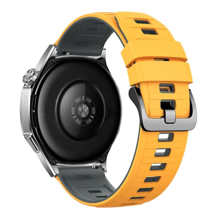 22mm Black Pin Buckle Striped Two Color Silicone Watch Band