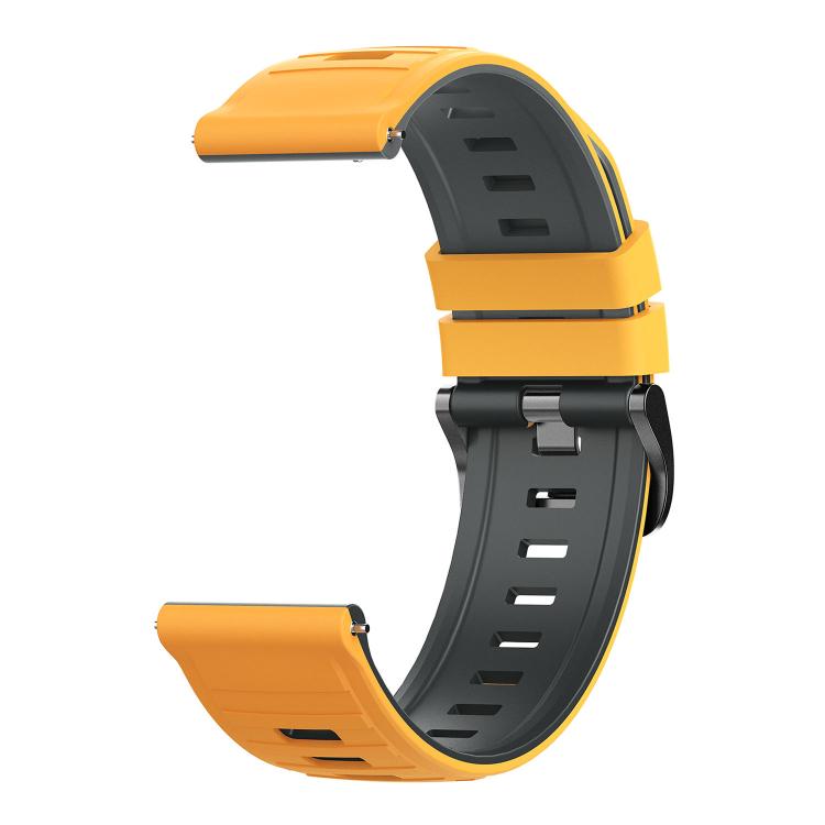 22mm Black Pin Buckle Striped Two Color Silicone Watch Band