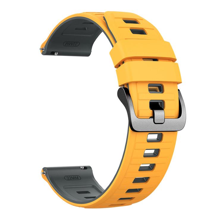 22mm Black Pin Buckle Striped Two Color Silicone Watch Band