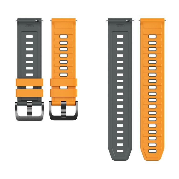 22mm Black Pin Buckle Striped Two Color Silicone Watch Band