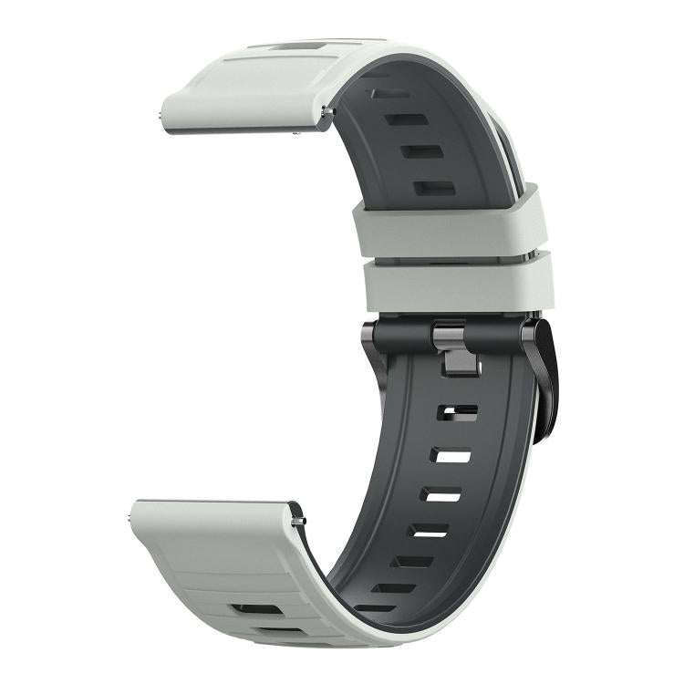 22mm Black Pin Buckle Striped Two Color Silicone Watch Band