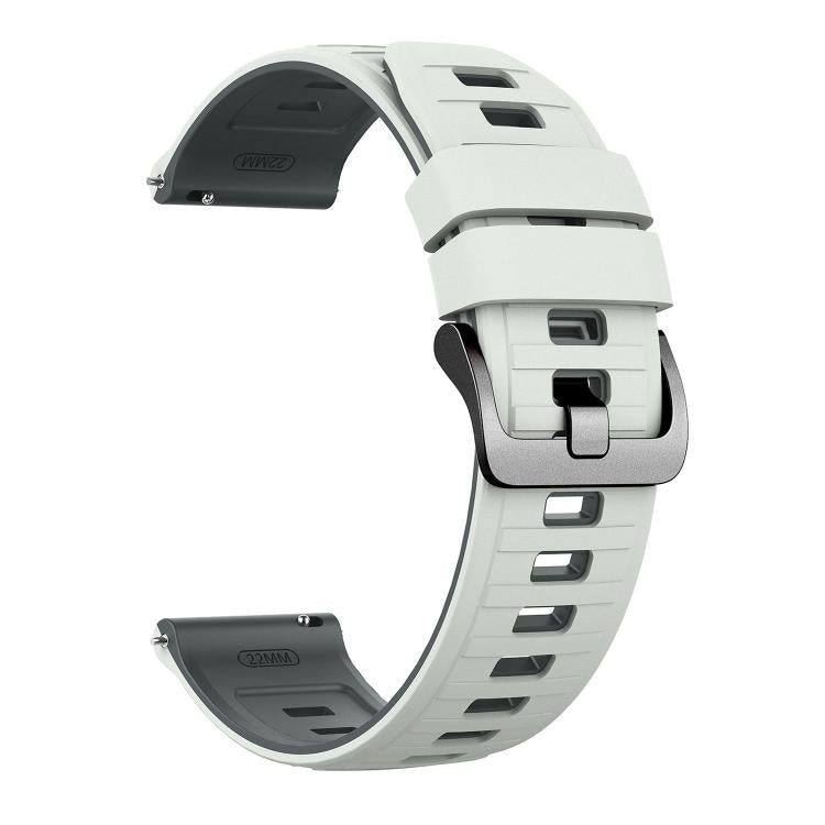 22mm Black Pin Buckle Striped Two Color Silicone Watch Band