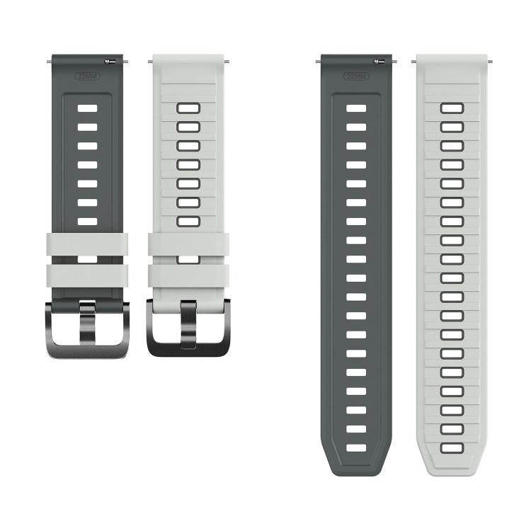 22mm Black Pin Buckle Striped Two Color Silicone Watch Band