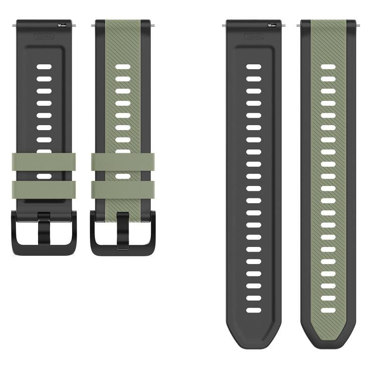 22mm Vertical Twill Two Color Silicone Watch Band
