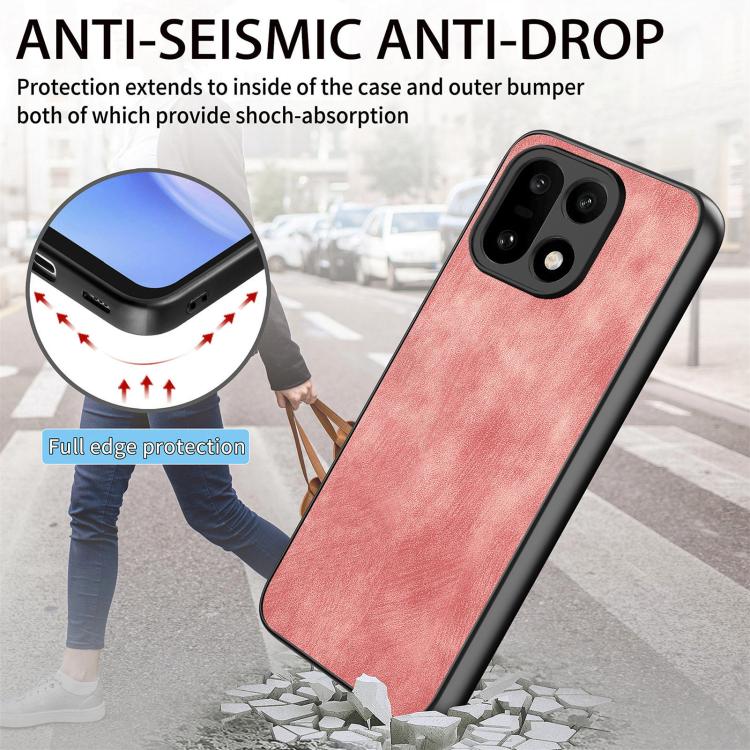 For OnePlus 15 Vintage Leather PC Back Cover Phone Case