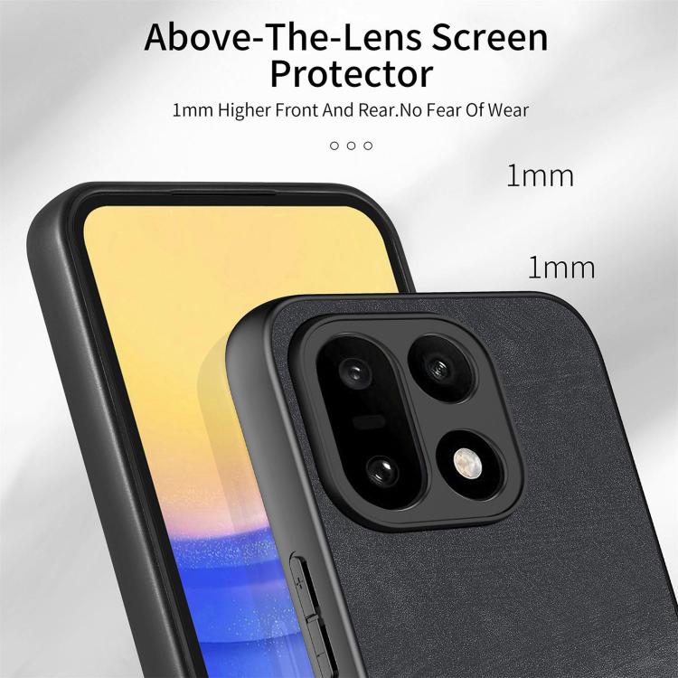For OnePlus 15 Vintage Leather PC Back Cover Phone Case