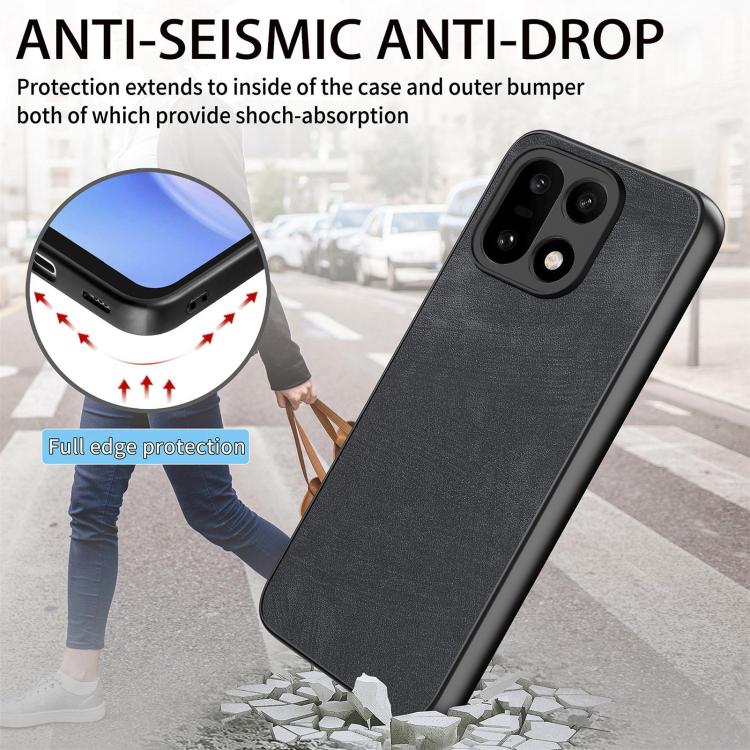 For OnePlus 15 Vintage Leather PC Back Cover Phone Case