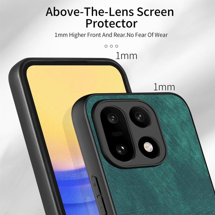 For OnePlus 15 Vintage Leather PC Back Cover Phone Case