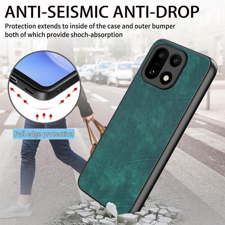 For OnePlus 15 Vintage Leather PC Back Cover Phone Case
