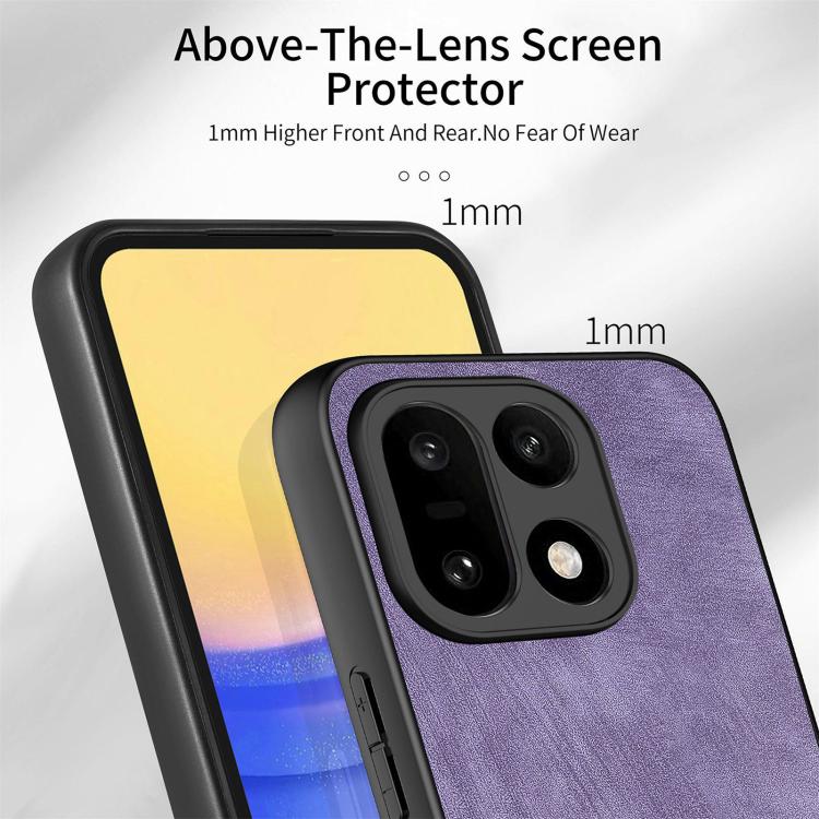 For OnePlus 15 Vintage Leather PC Back Cover Phone Case