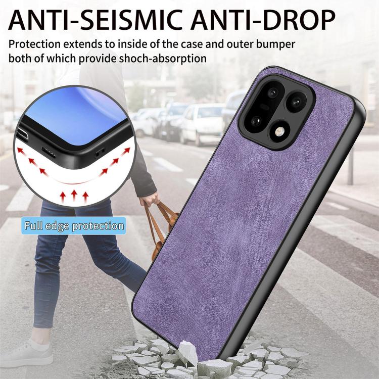 For OnePlus 15 Vintage Leather PC Back Cover Phone Case