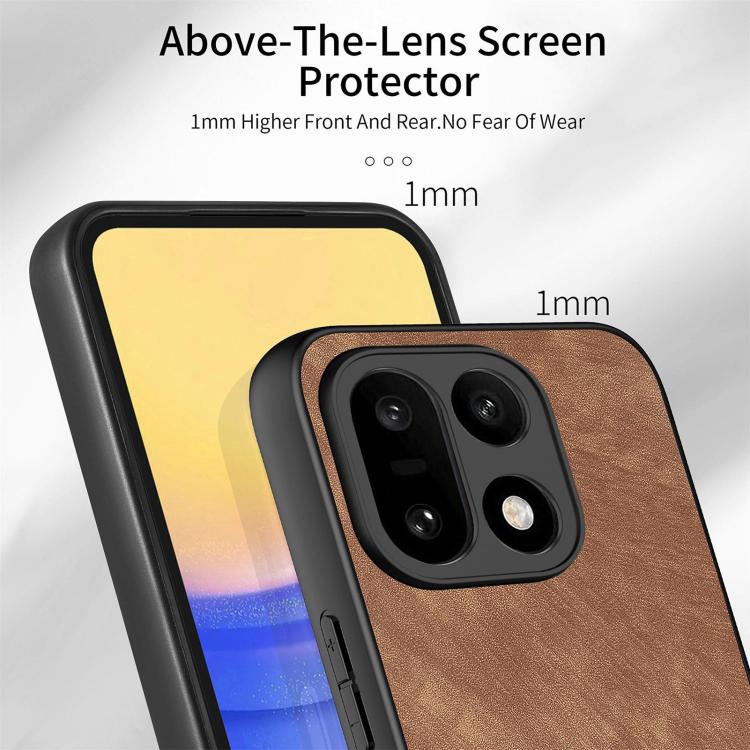 For OnePlus 15 Vintage Leather PC Back Cover Phone Case