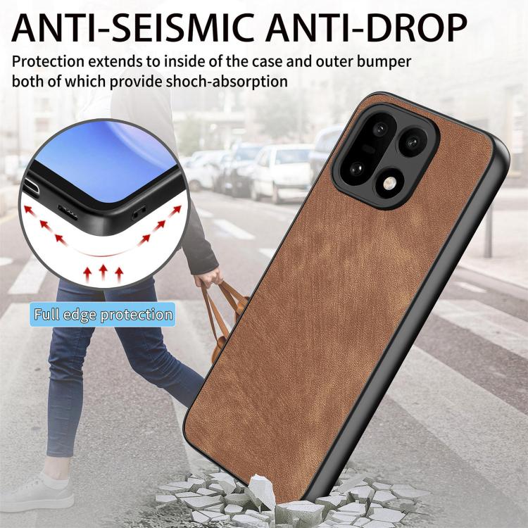 For OnePlus 15 Vintage Leather PC Back Cover Phone Case