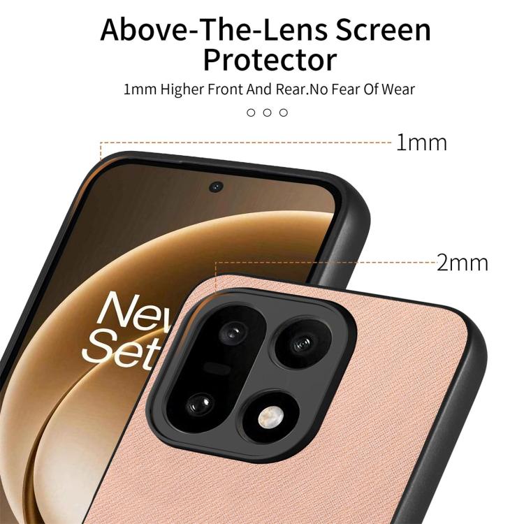 For OnePlus 15 Twill Fabric Leather Skin Back Phone Case