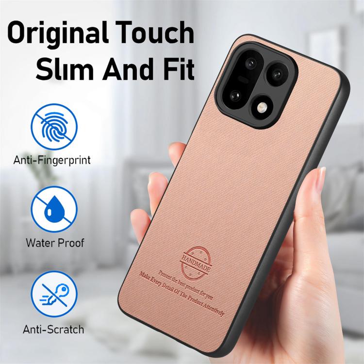 For OnePlus 15 Twill Fabric Leather Skin Back Phone Case