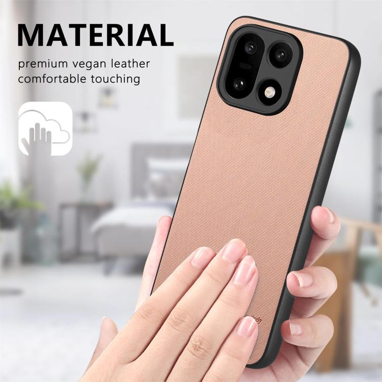 For OnePlus 15 Twill Fabric Leather Skin Back Phone Case