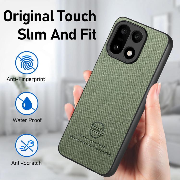 For OnePlus 15 Twill Fabric Leather Skin Back Phone Case