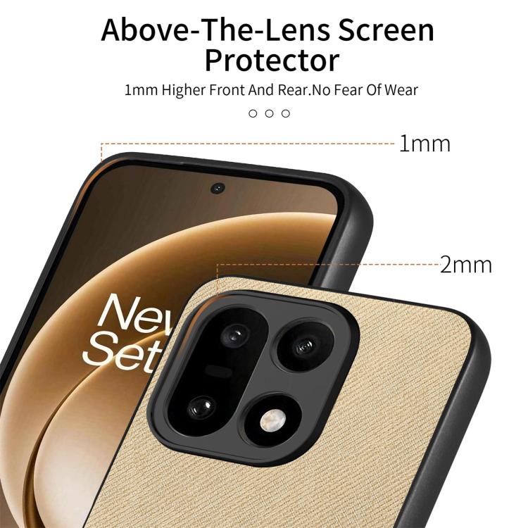 For OnePlus 15 Twill Fabric Leather Skin Back Phone Case