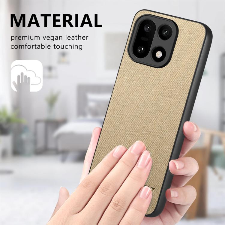 For OnePlus 15 Twill Fabric Leather Skin Back Phone Case