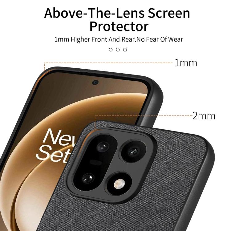 For OnePlus 15 Twill Fabric Leather Skin Back Phone Case