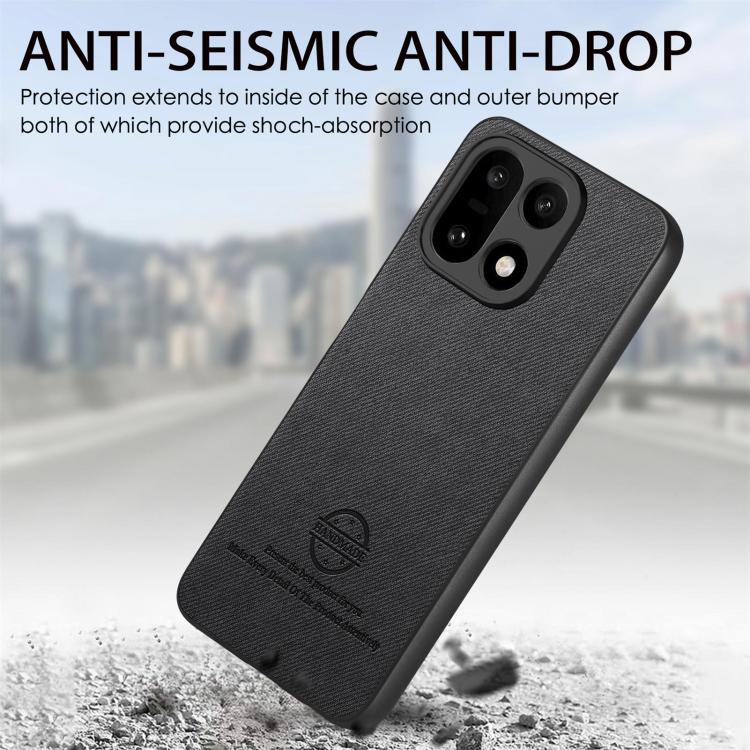 For OnePlus 15 Twill Fabric Leather Skin Back Phone Case
