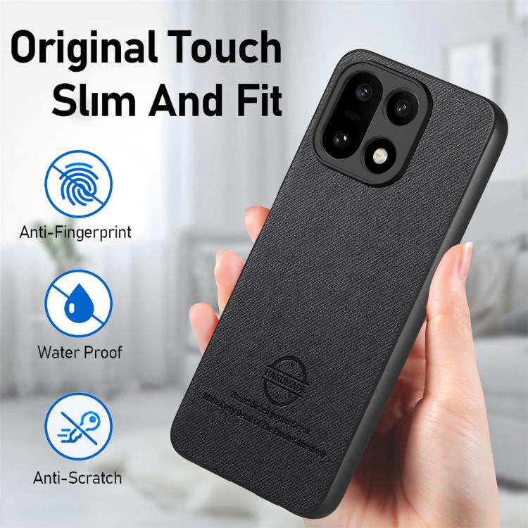 For OnePlus 15 Twill Fabric Leather Skin Back Phone Case