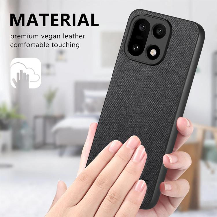 For OnePlus 15 Twill Fabric Leather Skin Back Phone Case