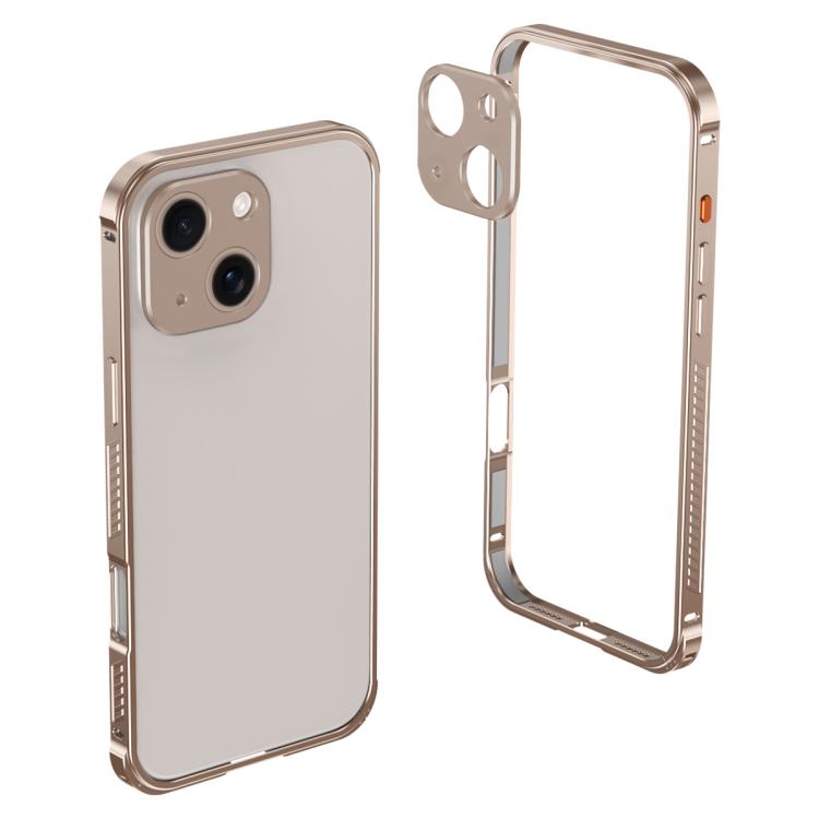 For iPhone 14 Armor Dual-side Anti-slip Metal Frame Case with Lens Cover