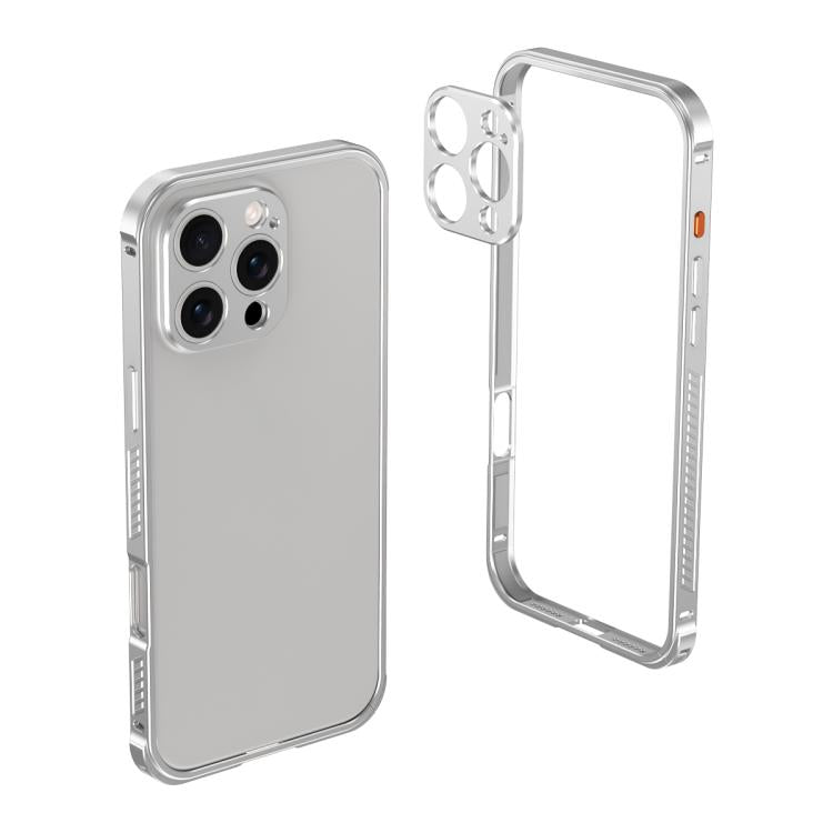 For iPhone 14 Pro Armor Dual-side Anti-slip Metal Frame Case with Lens Cover