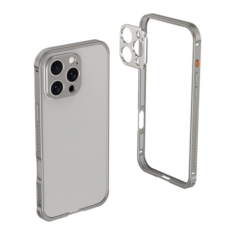 For iPhone 14 Pro Armor Dual-side Anti-slip Metal Frame Case with Lens Cover