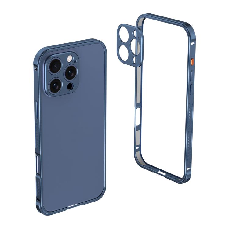 For iPhone 13 Pro Max Armor Dual-side Anti-slip Metal Frame Case with Lens Cover
