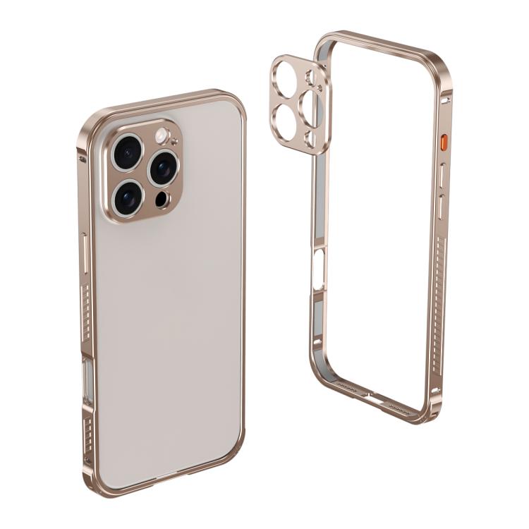 For iPhone 13 Pro Armor Dual-side Anti-slip Metal Frame Case with Lens Cover
