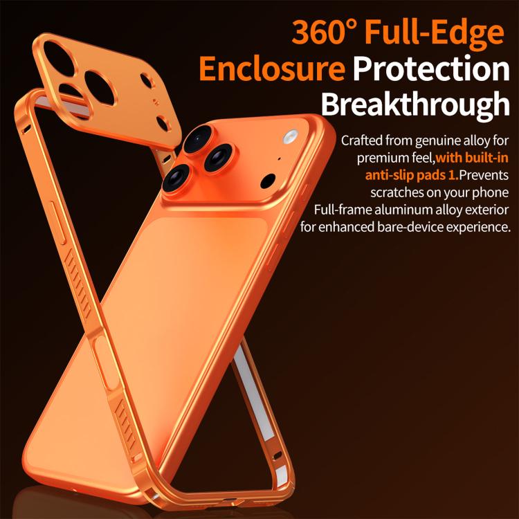 For iPhone 14 Plus Armor Dual-side Anti-slip Metal Frame Case with Lens Cover