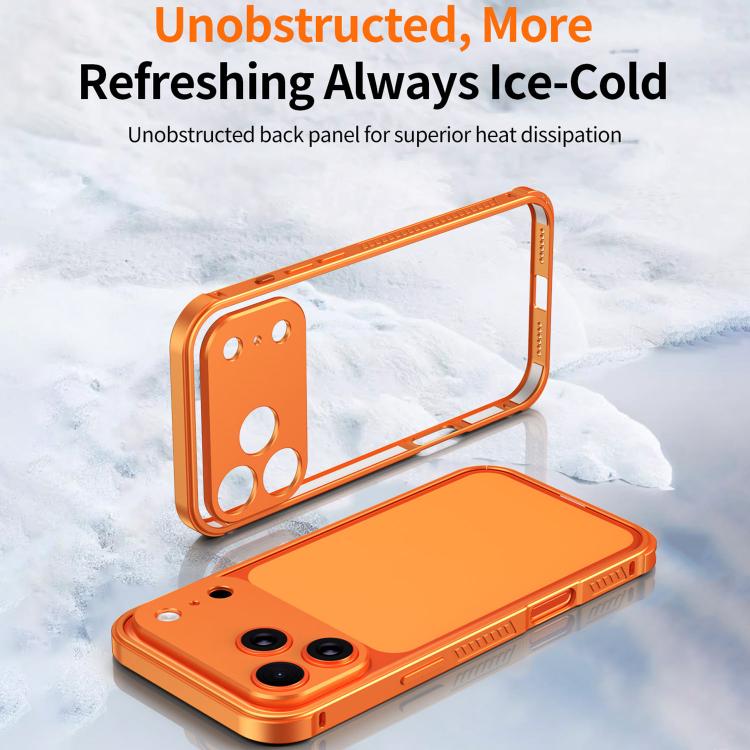 For iPhone 14 Plus Armor Dual-side Anti-slip Metal Frame Case with Lens Cover