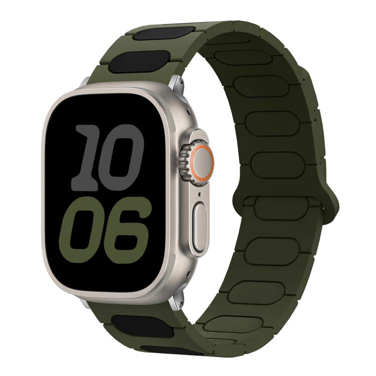 For Apple Watch 46mm / 49mm / 45mm / 44mm Oval Magnetic Silicone Watch Band