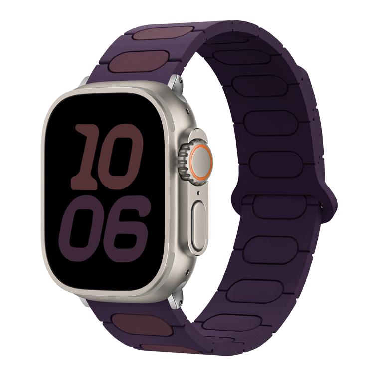 For Apple Watch 46mm / 49mm / 45mm / 44mm Oval Magnetic Silicone Watch Band