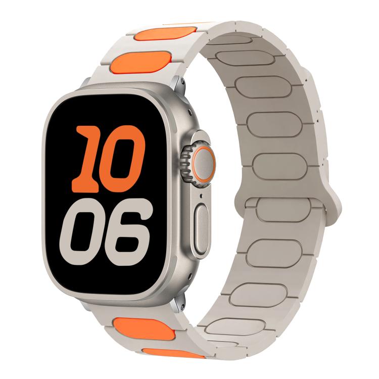 For Apple Watch 46mm / 49mm / 45mm / 44mm Oval Magnetic Silicone Watch Band