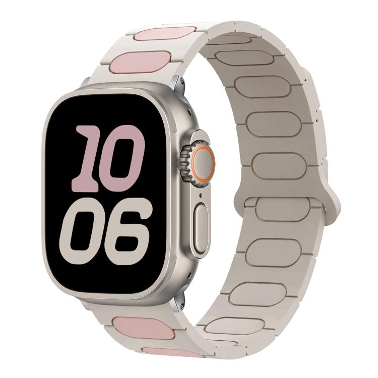 For Apple Watch 46mm / 49mm / 45mm / 44mm Oval Magnetic Silicone Watch Band